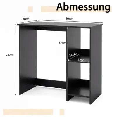 Kleiner Schreibtisch mit 2 Fächern Computertisch Bürotisch PC-Tisch 80 x 40 x 74 cm Schwarz