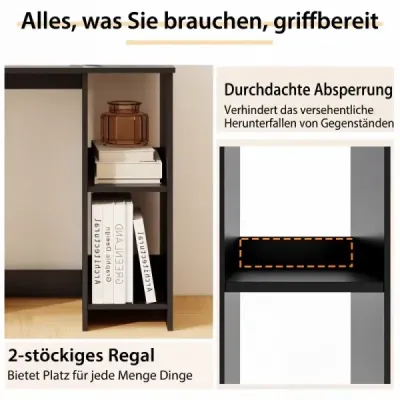 Kleiner Schreibtisch mit 2 Fächern Computertisch Bürotisch PC-Tisch 80 x 40 x 74 cm Schwarz