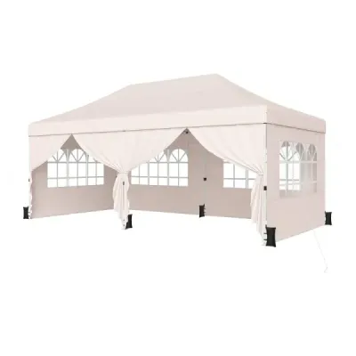 Pavilion pliant 3x6 m cu 4 pereti laterali inaltime gradina reglabila pavilion pop-up pavilion Bej