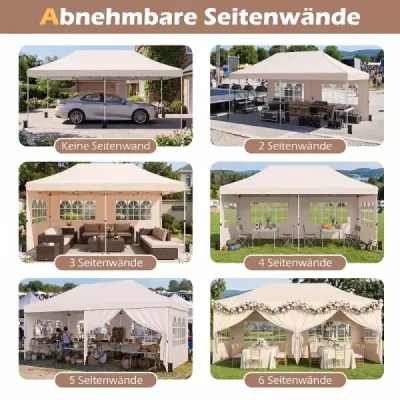 Pavilion pliant 3x6 m cu 4 pereti laterali inaltime gradina reglabila pavilion pop-up pavilion Bej