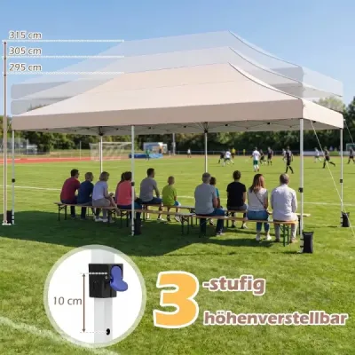 Pavilion pliant 3x6 m cu 4 pereti laterali inaltime gradina reglabila pavilion pop-up pavilion Bej