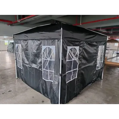 Pop Pavilion pliabil 300 x 300 cm înălțime reglabil cu 4 pereți laterali detașabili Negru