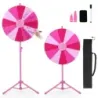 60 cm Glücksrad mit 12 Fächern &amp; Klappbarem Höhenverstellbarem Dreibein-Ständer Rosa