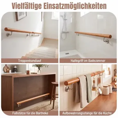 Lemn de bratara 120 cm balustrada pentru scari din lemn de fag cu suport de perete