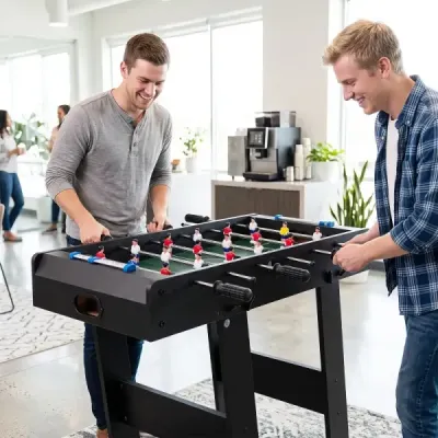 Tischkicker Platzsparender Fußballtisch mit Robustem Griff 33 x 36 x 109 cm Schwarz