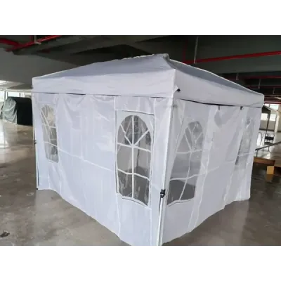 Pop Pavilion pliabil 300 x 300 cm înălțime reglabil cu 4 pereți laterali detașabili Alb