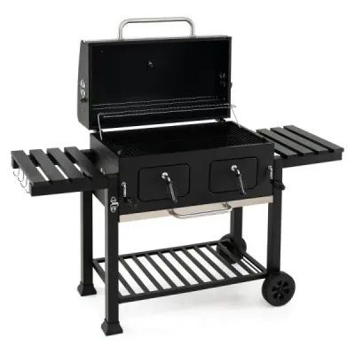 Grătar de cărbune cu capac vagoane Grill cu roți & capotă Grill cu termometru capac