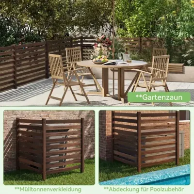 4-teiliger Gartenzaun mit Holzpfählen Sichtschutzzaun Dekorativer Steckzaun Braun