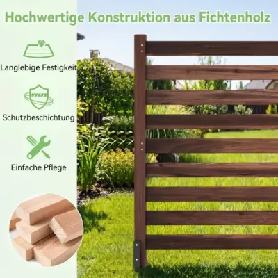 4-teiliger Gartenzaun mit Holzpfählen Sichtschutzzaun Dekorativer Steckzaun Braun