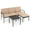Mobila de gradina 3 piese mobilier balcon cu 2 locuri canapea in forma de L canapea si masuta de cafea Khaki