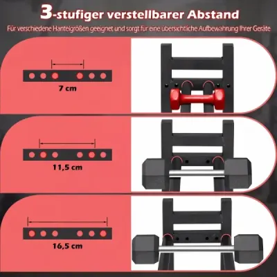 Rack dumbbell 3 pas cu 3 ori distanta reglabila scurt rack dumblell cu cadru metalic robust