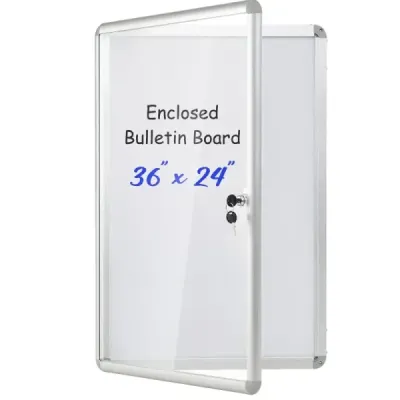 Lockable showcase Infobox cu perete spate magnetic și recordabil 84 x 54 cm argintiu
