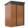 Gartenhaus Metall 150 x 90,5 x 185 cm 1,5 m³ Gerätehaus mit Pultdach Braun