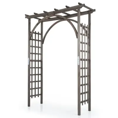 Rosenbogen Wood Garden arc din lemn de brad cu acoperis si gratii 160 x 60 x 216 cm maro inchis
