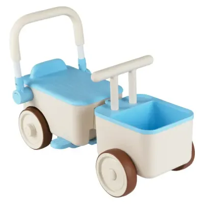 3 in 1 Kinderwagen mit Rollen Schiebe-Zieh-Lauflernwagen mit Stauraum & Klappbarem Griff Blau