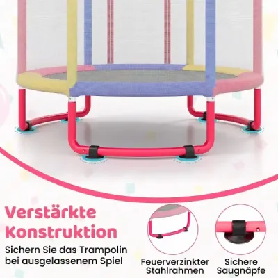 Trampolină pentru copii 154 cm 6 în 1 trambulină pentru copii cu leagăn de gimnastică & inele multicolore