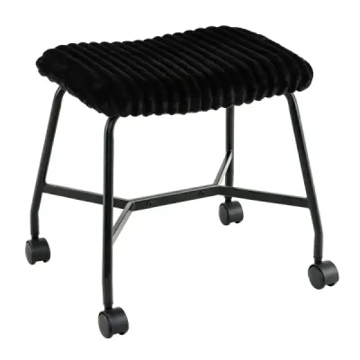 2er Set Rollhocker Gepolstert mit Gewölbter Sitzfläche & 4 Leichtgängigen Rollen Schwarz