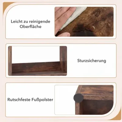 Bücherregal mit 7 Fächern & Schublade Bücherschrank mit Rutschfesten Fußkappen Rustikalbraun