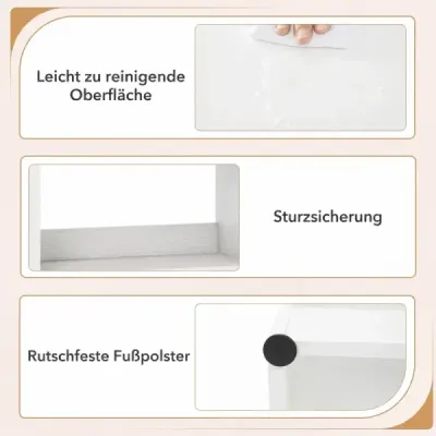 Bücherregal mit 7 Fächern & Schublade Bücherschrank mit Rutschfesten Fußkappen Weiß
