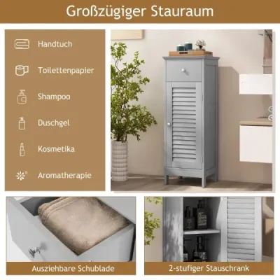 Badezimmerschrank Freistehender WC-Schrank mit Schublade 32 x 30 x 88 cm Grau