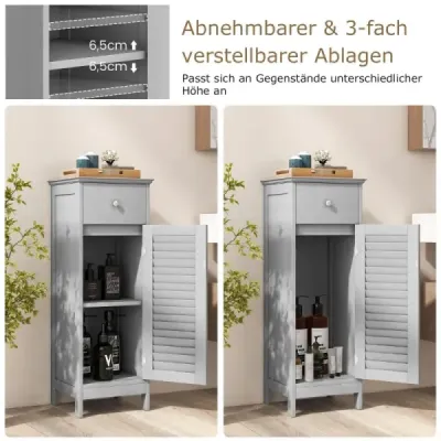 Badezimmerschrank Freistehender WC-Schrank mit Schublade 32 x 30 x 88 cm Grau