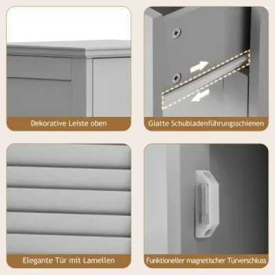 Badezimmerschrank Freistehender WC-Schrank mit Schublade 32 x 30 x 88 cm Grau