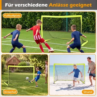 2 set de gol de fotbal pentru copii cu bare din fibră de sticlă armate 182 x 120 x 120 cm verde