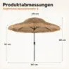 Parasol Hawaii Ø 275 cm Garden Parasol 30° Tilting with Crank &amp; 8 Stable Metal Ribs