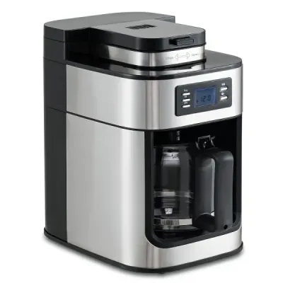 Filterkaffeemaschine mit Glaskanne 8 Tassen Kompakte Kaffeemaschine mit Mahl- und Brühfunktion