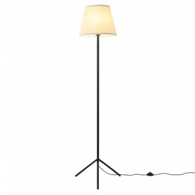 Moderne Stehlampe mit Stoffschirm E 27 Stehleuchte mit Dreifuß-metallgestell & Fußschalter