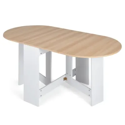 Klapptisch Rund Balkontisch Klappbarer Gartentisch für 4 bis 7 Personen 163 x 80 x 75 cm Weiß