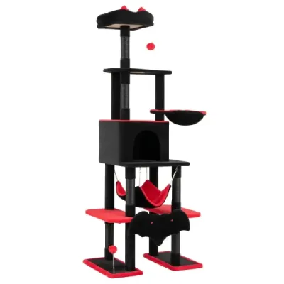 178 cm Mehrstöckiger Kratzbaum im Gothic Design mit Katzenhöhle 50 x 73 x 178 cm für Katzen