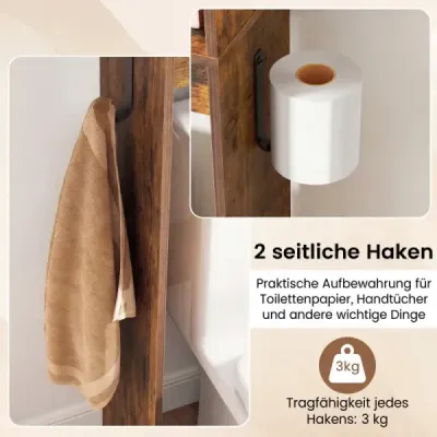 Toilettenschrank Badezimmer-Organizer im Bauernhausstil mit Schiebetür im Scheunentor-Design Braun