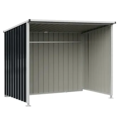 Metall Geräteschuppen mit Verstärkenden Querstreben 2,5 m² 204 x 120 x 159 cm Grau