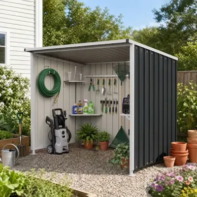 Metall Geräteschuppen mit Verstärkenden Querstreben 2,5 m² 204 x 120 x 159 cm Grau