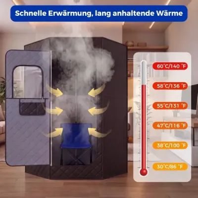 Infrarotsauna Klappbar Saunazelt mit Carbonfaser-Heizung Heimsauna mit Fernbedienung