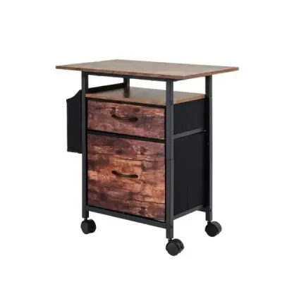 Mobiler Rollcontainer Aktenschrank Schmaler Nachttisch auf Rollen 61 x 38 x 66,5 cm