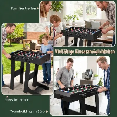 Tischkicker Platzsparender Fußballtisch mit Robustem Griff 33 x 36 x 109 cm Schwarz