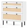 Kommode Schubladenschrank mit 3 Schubladen aus Rattan 75 x 35 x 77,5 cm Weiß