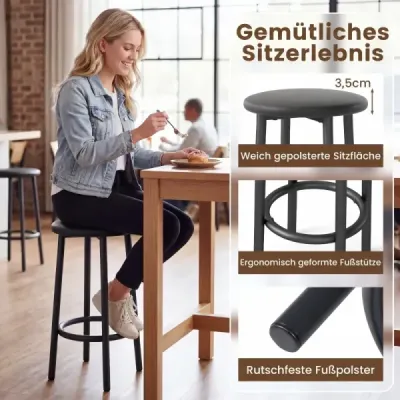 Bartisch Set 3-teilige Essgruppe in Edler Marmoroptik Stehtisch mit 2 Barhockern