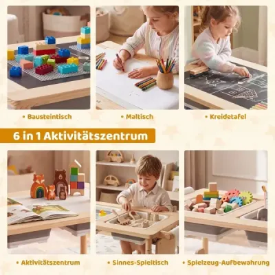 Kindersitzgruppe aus Holz Kindertisch und Stuhl Set aus Höhenverstellbarem Kindertisch und 1 Stuhl