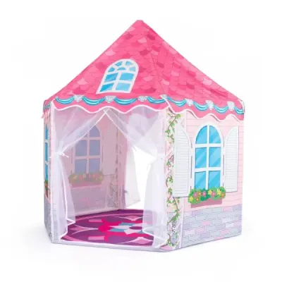 Kinderzelt im Prinzessinnenburg-Design für Kinder ab 3 jahren Spielzelt mit Vorhängen Rosa