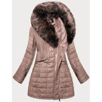 Haină de femeie eco-piele cu blană antică (ld5520)