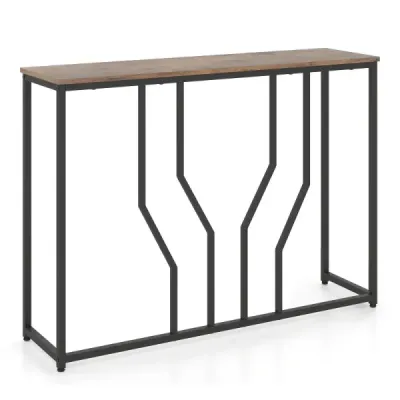 Schmaler Konsolentisch aus Metall mit Kippschutz-Vorrichtungen 110 x 30 x 80 cm Rustikales Braun