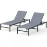 2er Set Sonnenliegestuhl für Außenbereich Anpassbarer Liegestuhl 64 x 198 x 67 - 103 cm Grau