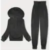 Costum de trening pentru femei cu capotă din grafit (8C1175-6)