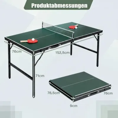 Masa de pong pliant cu net & 2 cluburi & mingi Mini masă pong verde