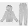 Pantaloni de trening pentru femei cu glugă gri luminos (8C1175-2)