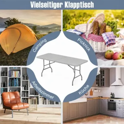 Masa de gradina cu partea de sus a mesei din PEÎD & mâner care transportă masa de camping pliabil