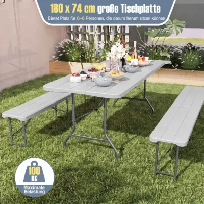 Masa de gradina cu partea de sus a mesei din PEÎD & mâner care transportă masa de camping pliabil